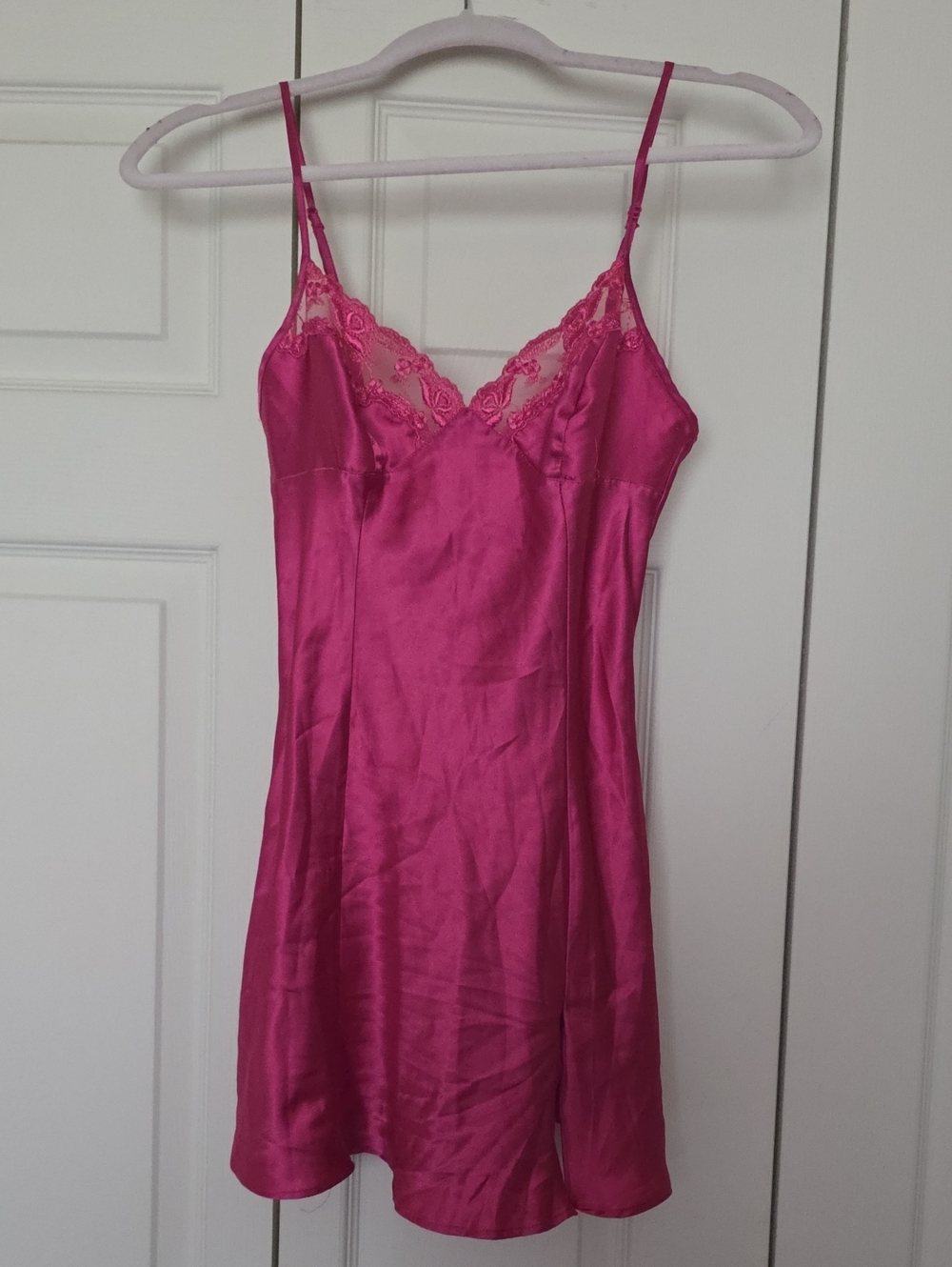 Vintage Victoria's Secret Hot Pink Satin & Lace Sexy Nightie